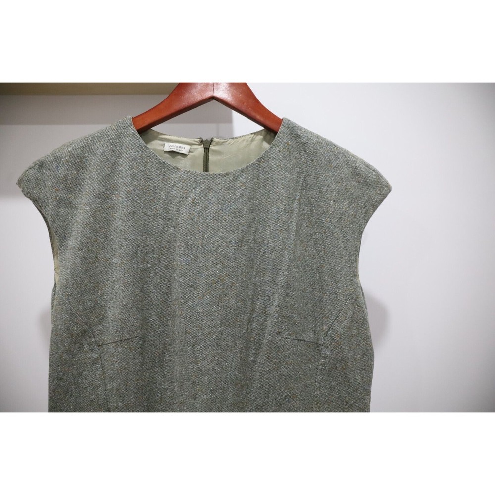 Agnona Dress Womens Size Medium Gray Wool Sleeveless Zip Back Italy Stretch Belt - Picture 3 of 9